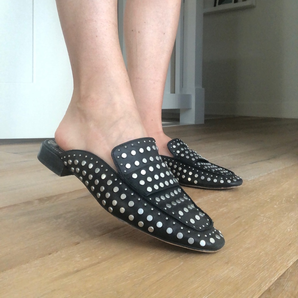 Dolce Vita Maura Black Leather Studded Mules